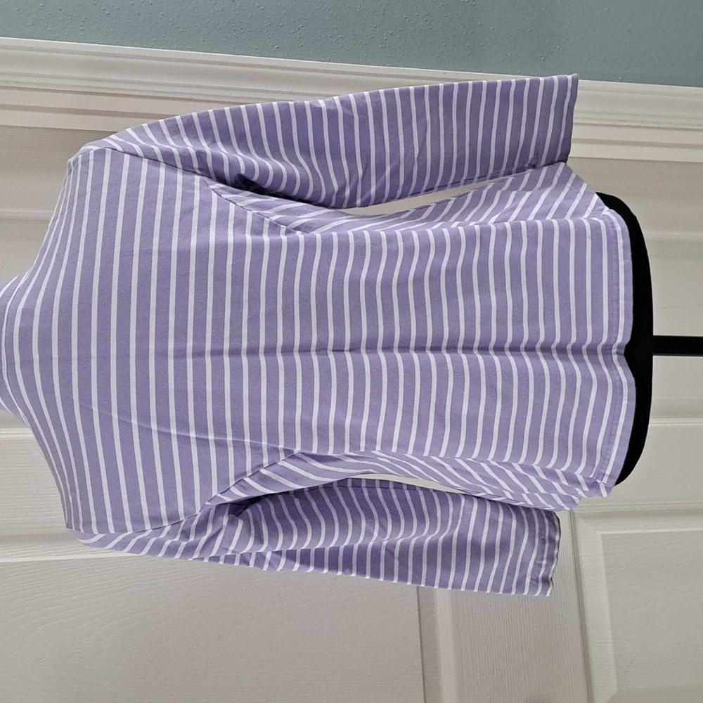 Appleseeds Petite Small Zip Lightweight Jacket Athletic Lavender Striped Cotton - Picture 4 of 10